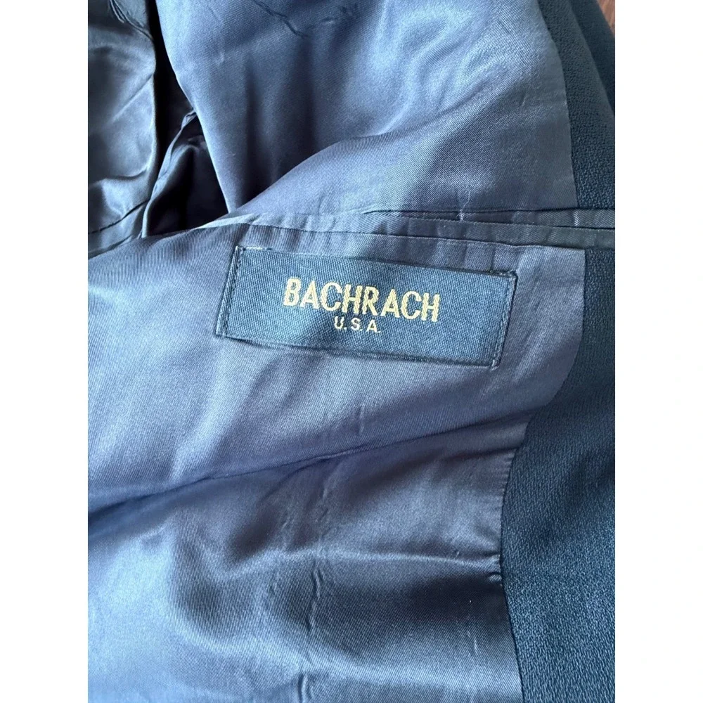 Vintage Bachrach USA Wool Blazer Mens 40R Navy Sport Coat Gold Button Classic